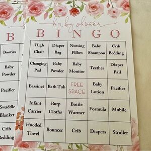 Baby Shower Bingo Cards Pink Floral Design